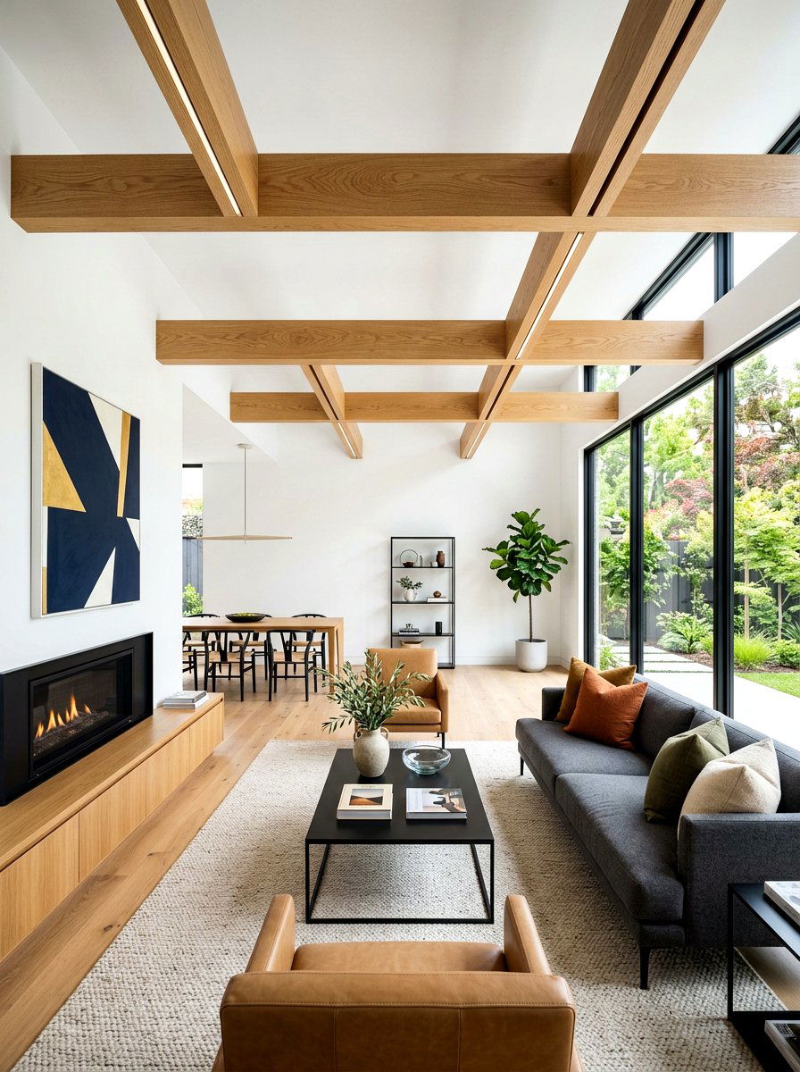 Minimalist Modern Wood Beams - 30 rustic beam ceiling ideas