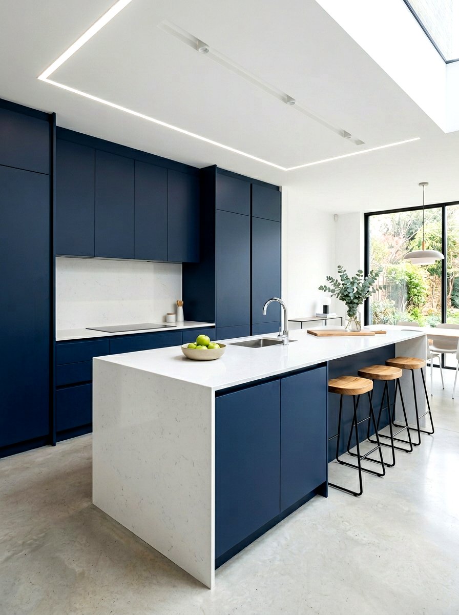 Minimalist Navy Blue Kitchen - 30 navy kitchen cabinet ideas