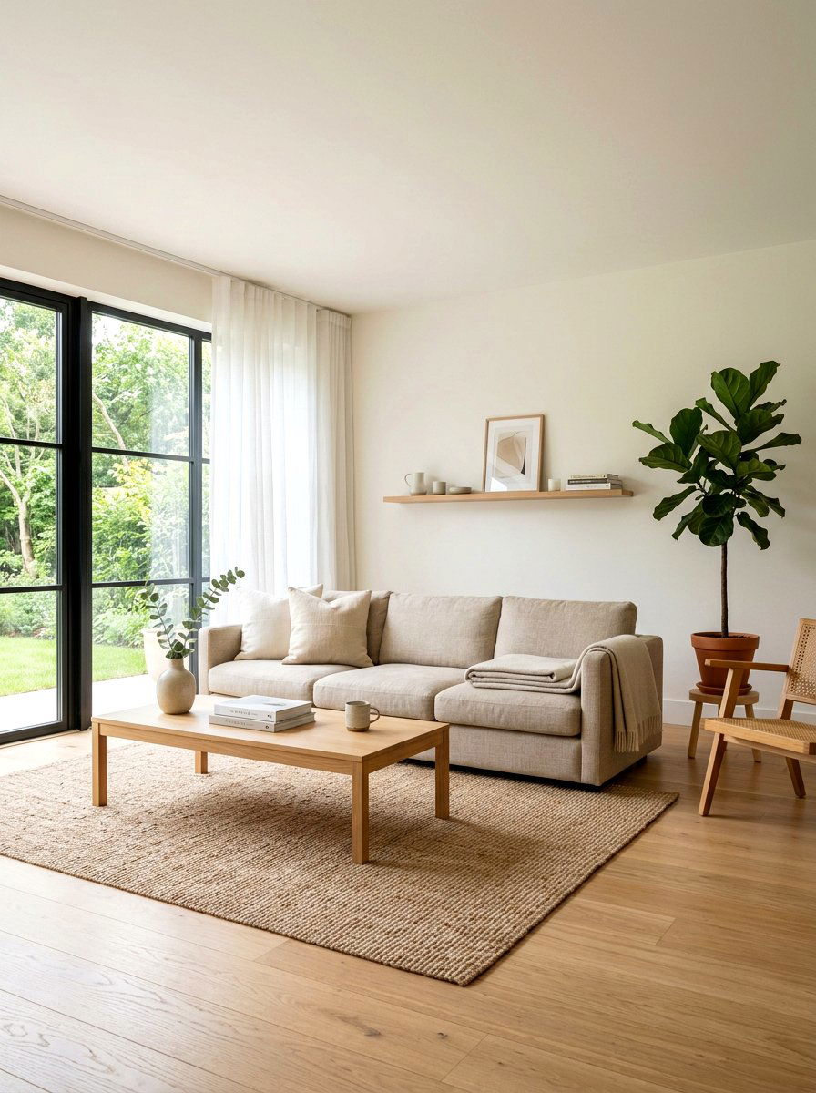 Minimalist Neutral Living Room - 30 Japandi living room ideas