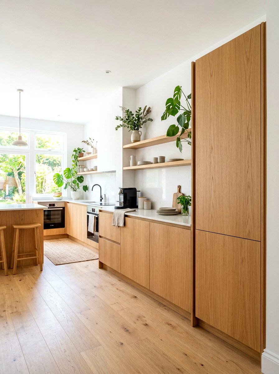 Minimalist Oak Pantry - 30 freestanding pantry cabinet ideas