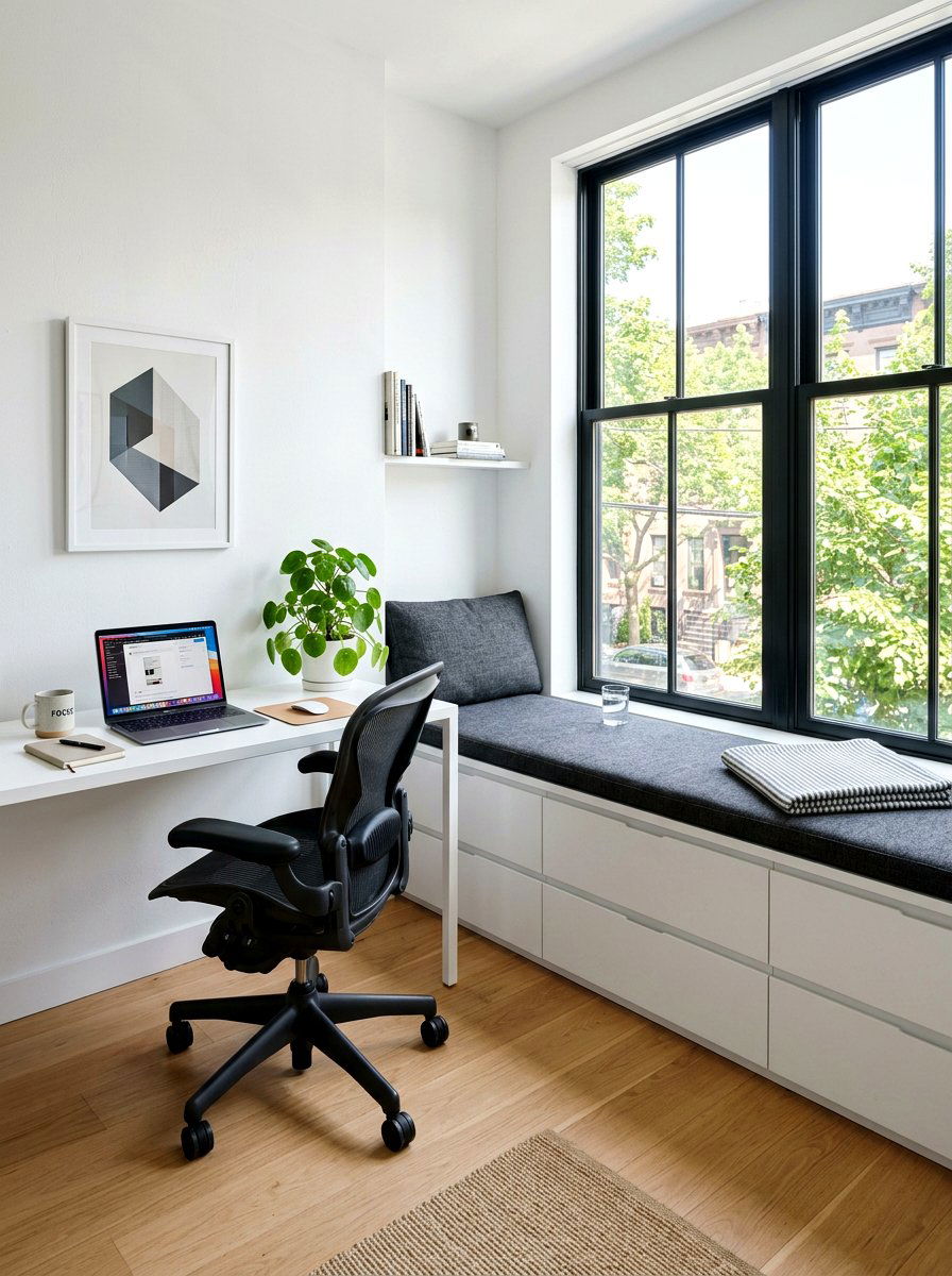 Minimalist Office Window Seat Storage - 30 office window seat ideas