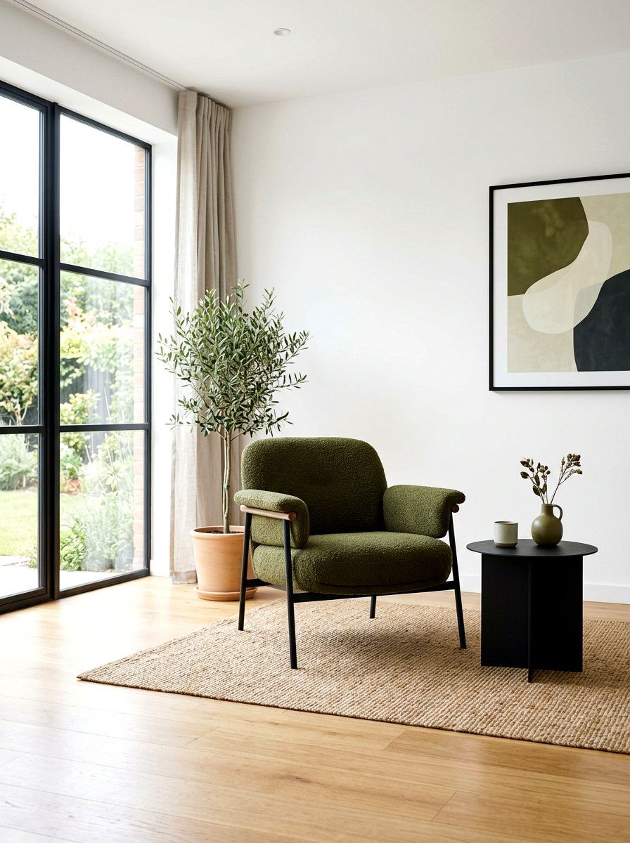 Minimalist Olive Green Interior - 30 deep olive lounge ideas