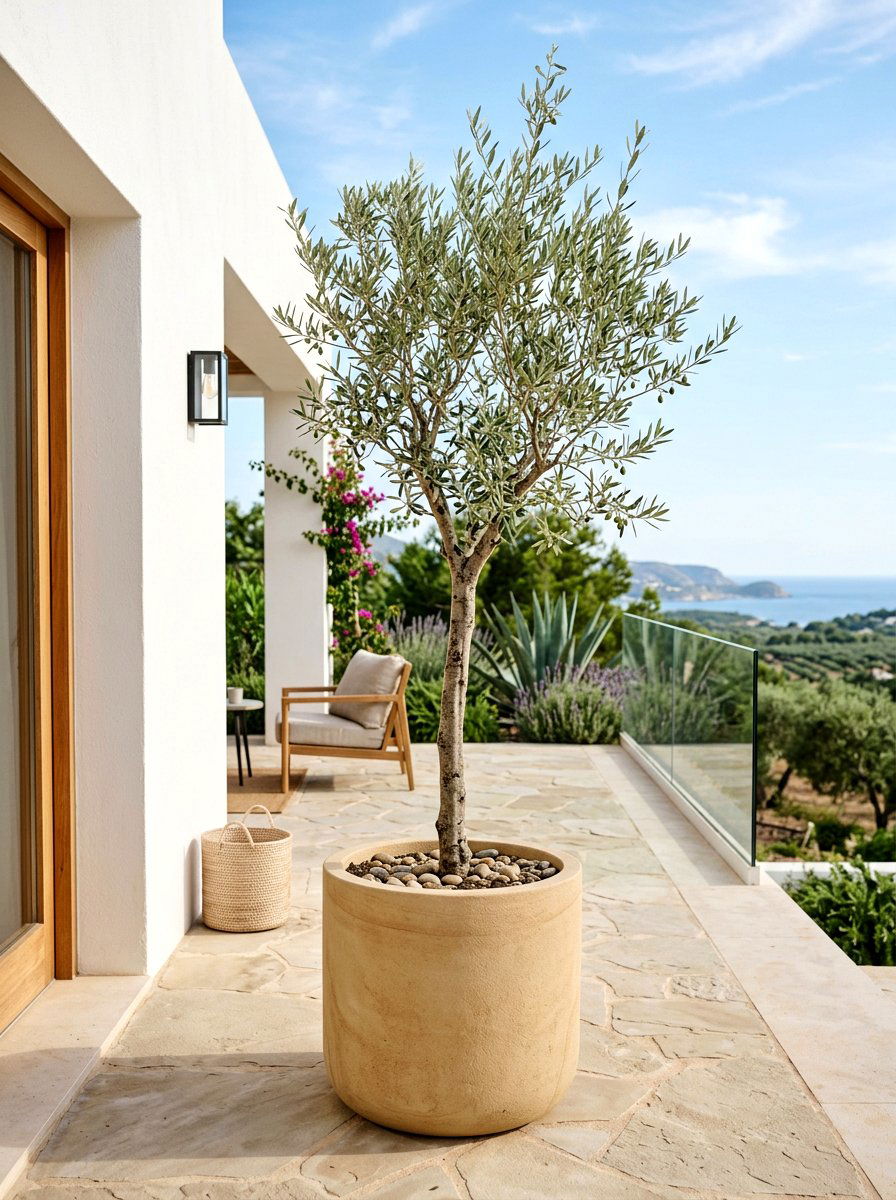 Minimalist Olive Tree Planter - 30 porch planter arrangement ideas for summer