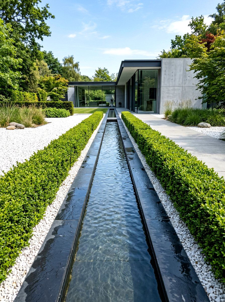 Minimalist Outdoor Stream - 30 stream garden ideas
