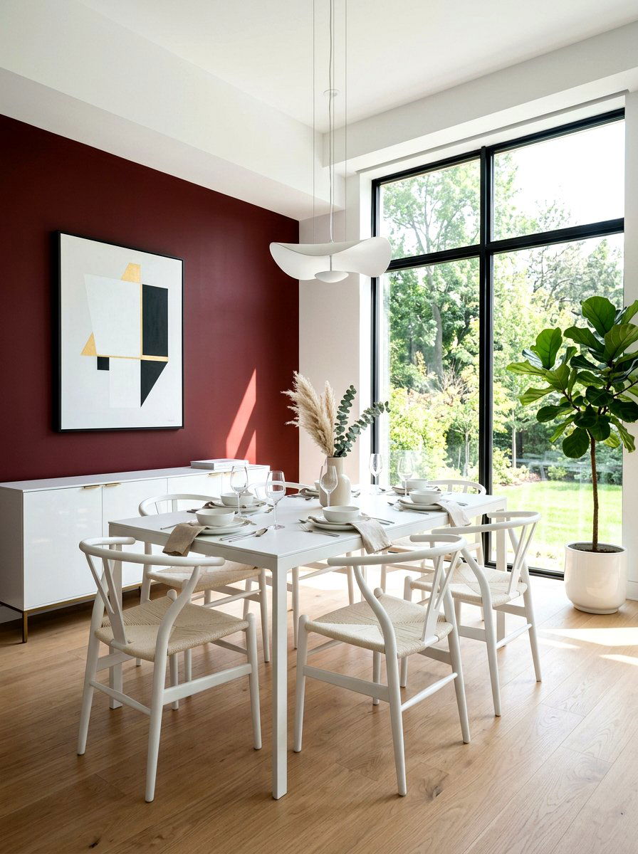 Minimalist Oxblood Dining Room - 30 oxblood fall dining room ideas