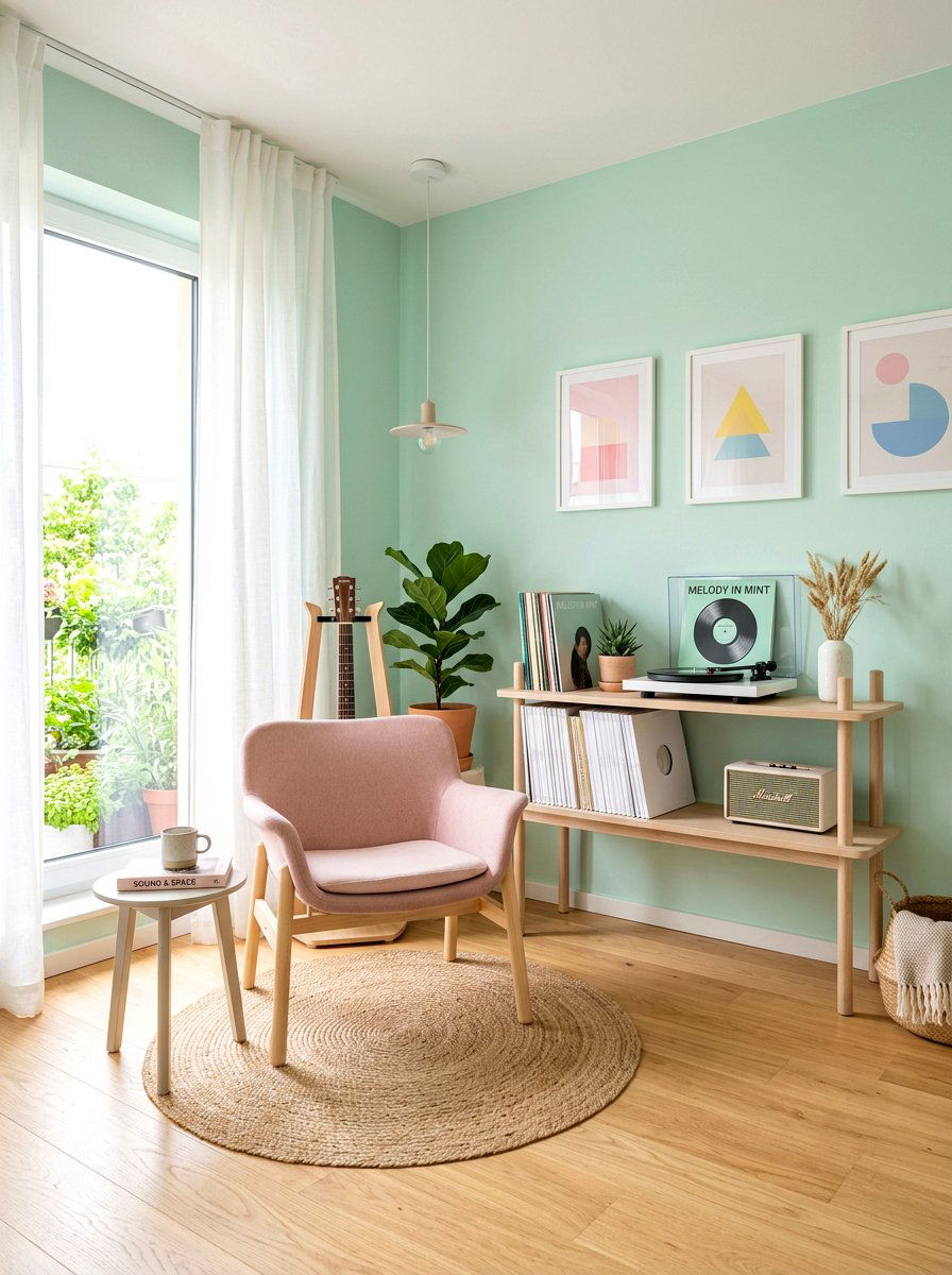 Minimalist Pastel Music Room - 30 listening lounge ideas