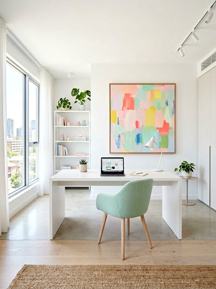 Minimalist Pastel Studio - 30 pastel home decor ideas