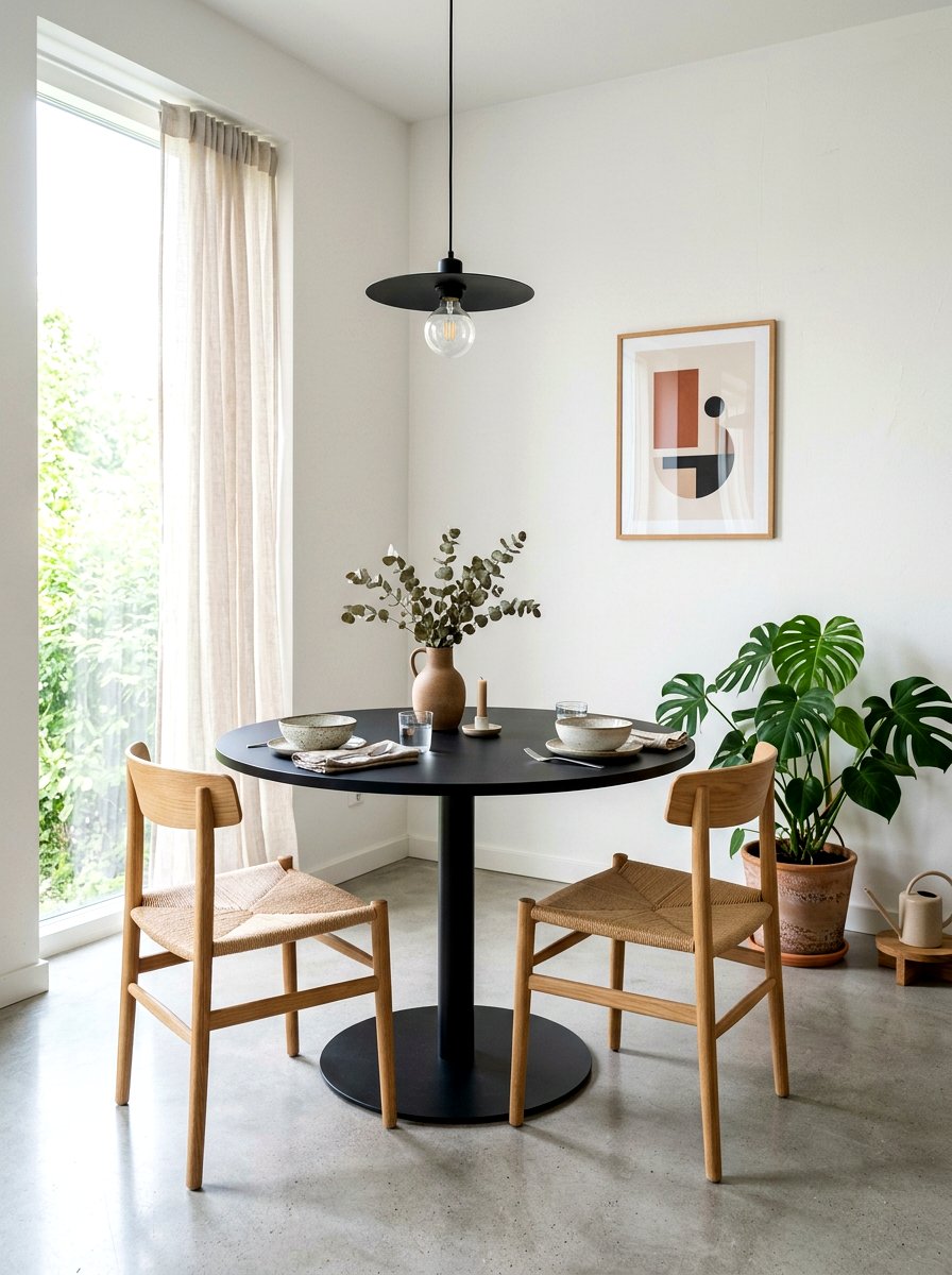 Minimalist Pedestal Table - 30 tiny dining nook apartment ideas