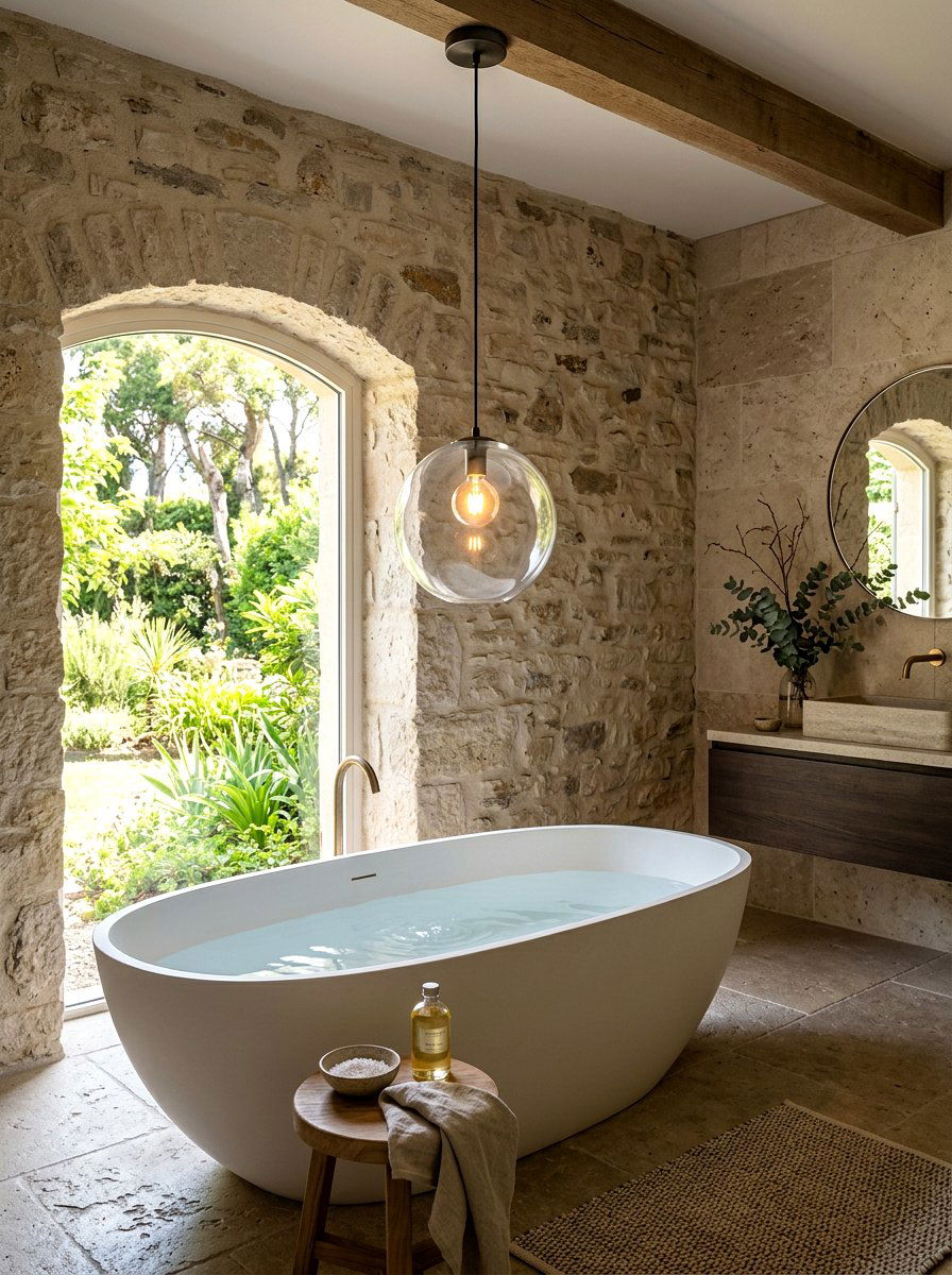 Minimalist Pendant Lighting - 30 quiet luxury bathroom ideas