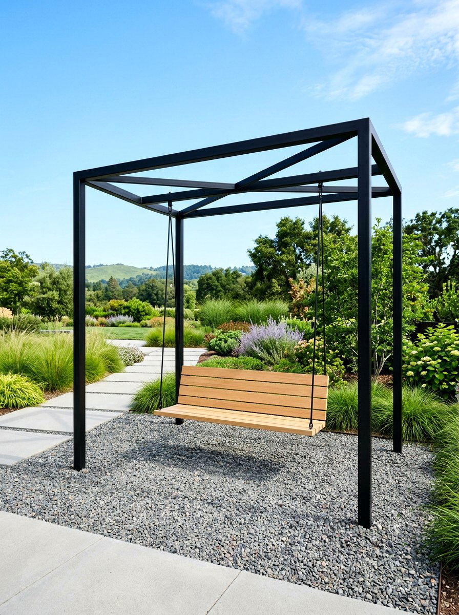 Minimalist Pergola Swing - 30 pergola with swings ideas