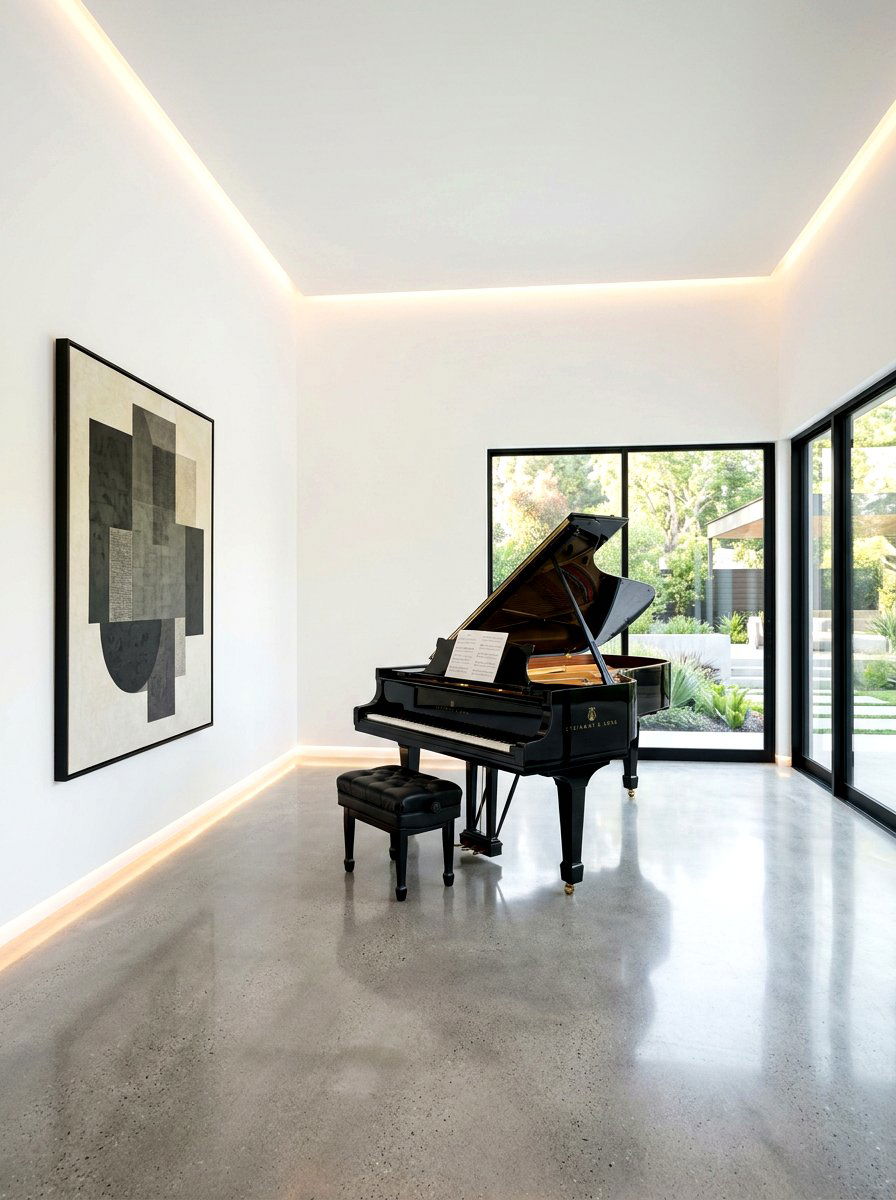 Minimalist Piano Room - 30 piano room ideas