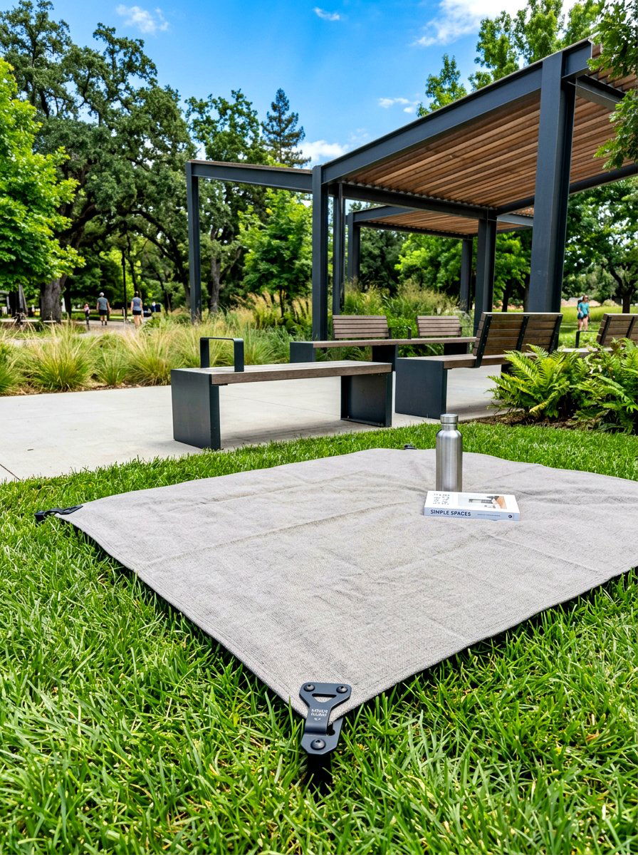 Minimalist Picnic With Metal Clips - 30 picnic blanket corner ideas