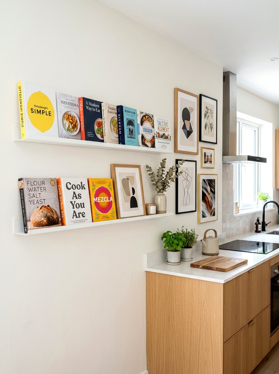 Minimalist Picture Ledge - 30 cookbook display kitchen ideas