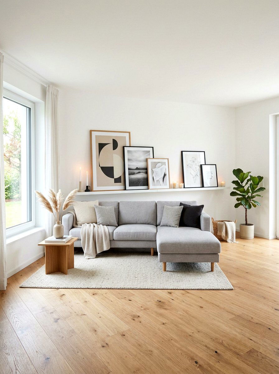 Minimalist Picture Ledge - 30 behind sofa decor ideas