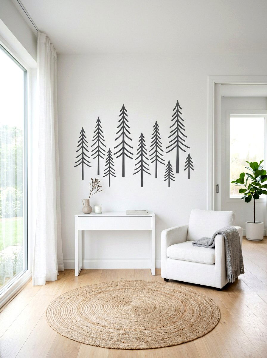 Minimalist Pine Tree Wall Decal - 30 woodland wall mural nursery ideas