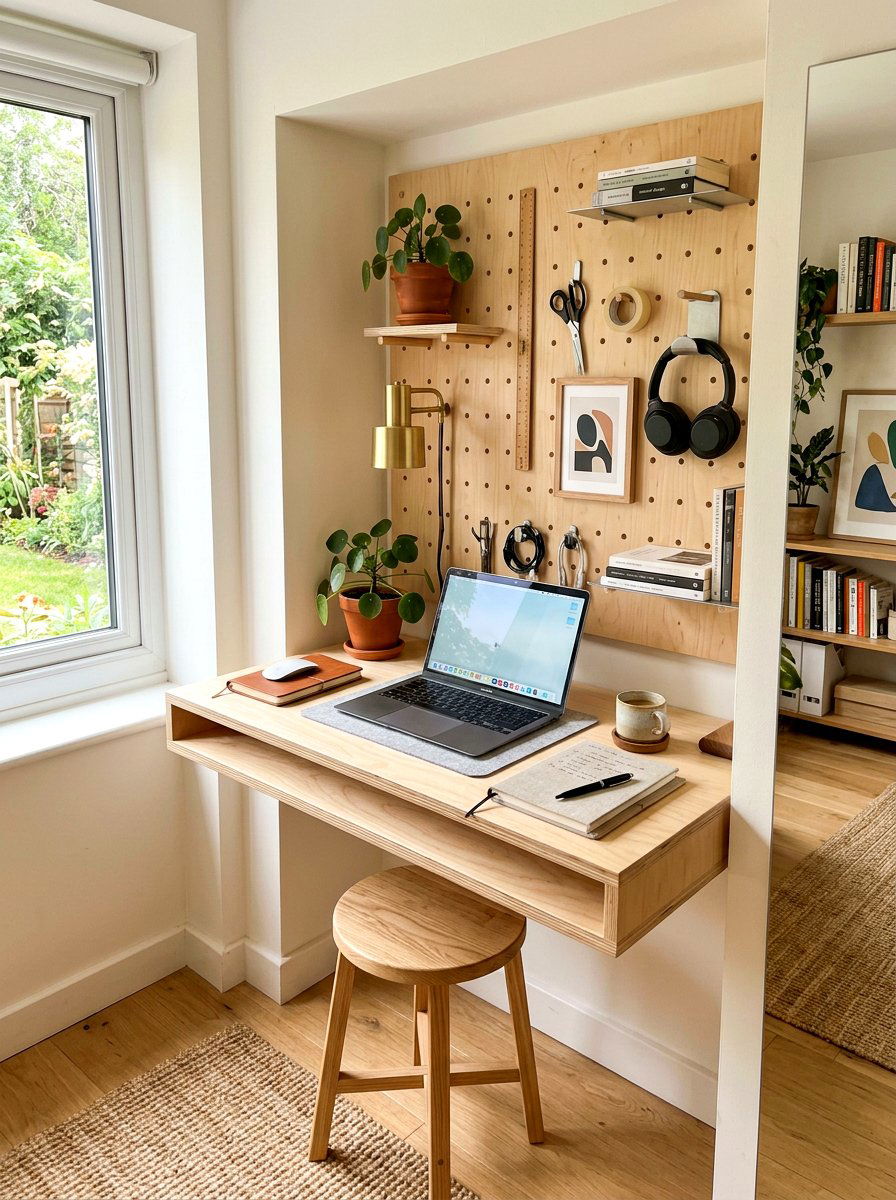 Minimalist Plywood Wall Desk - 30 fold down desk apartment ideas