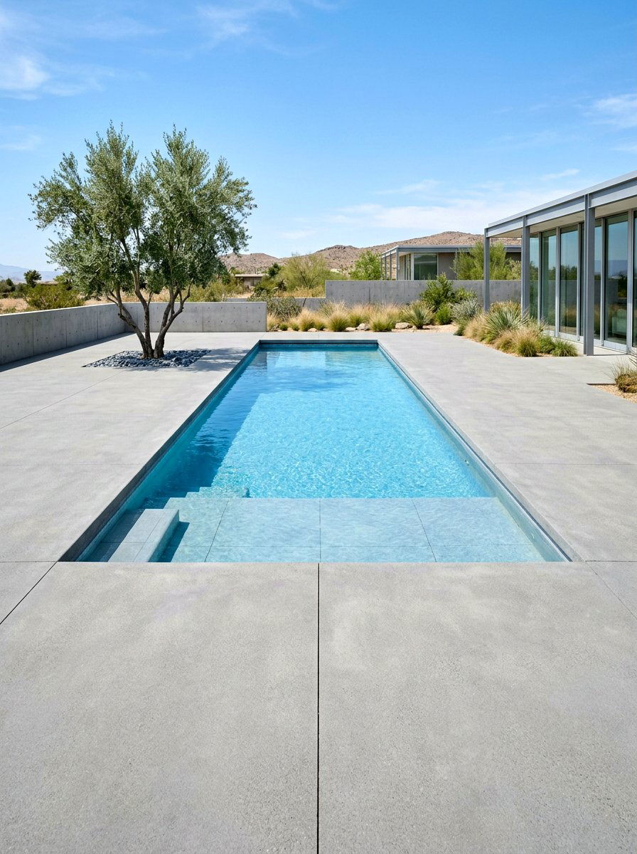 Minimalist Pool Concrete Surround - 30 family pool ideas