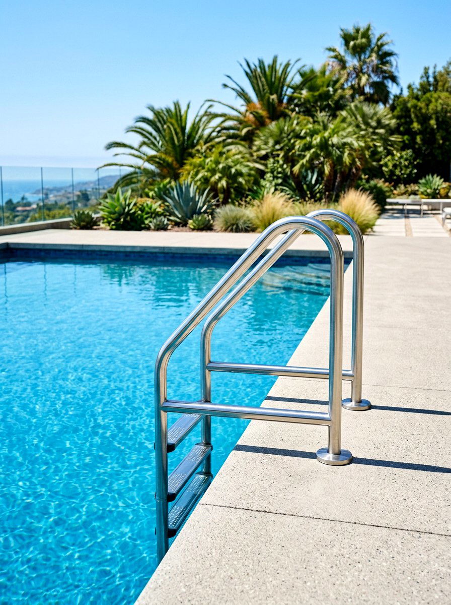 Minimalist Pool Ladder - 30 lap pool backyard decor ideas