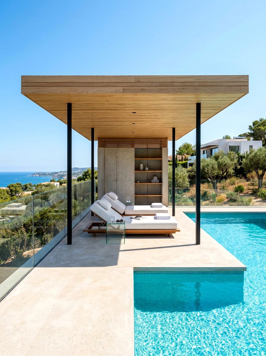 Minimalist Pool Structure - 30 pool pavilion ideas