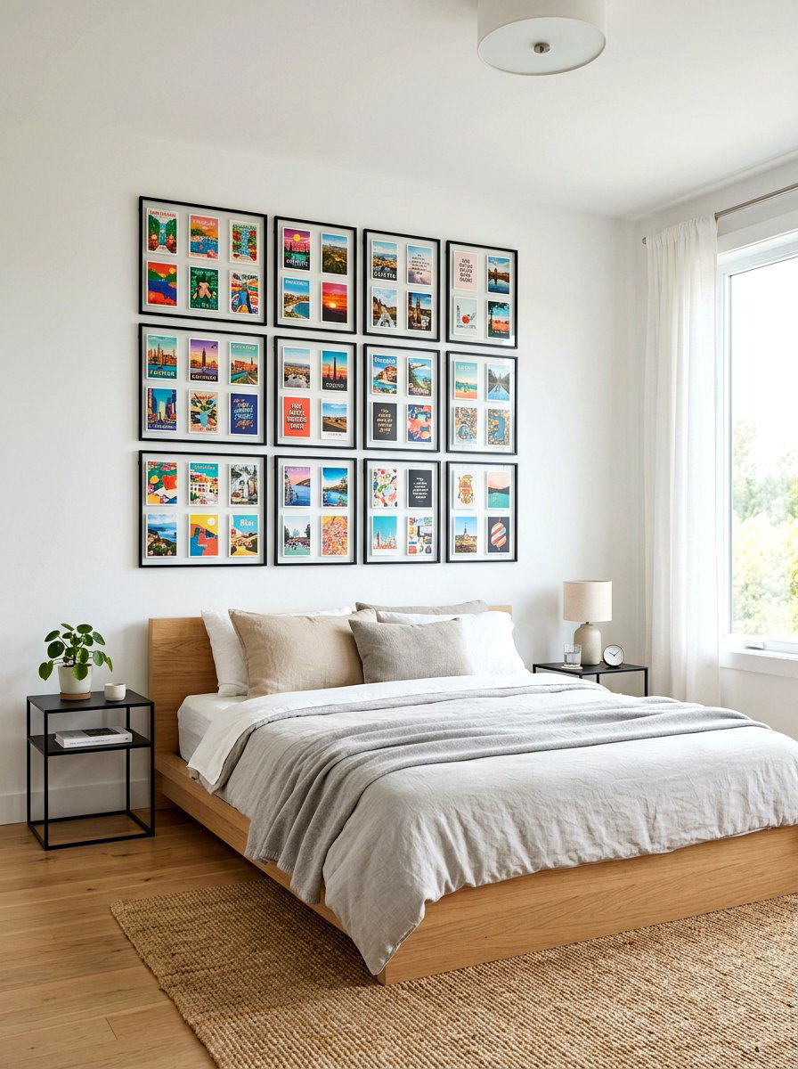Minimalist Postcard Grid - 30 postcard wall decor ideas