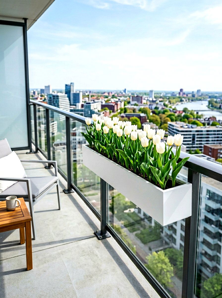 Minimalist Railing Flower Container - 30 railing planter box ideas