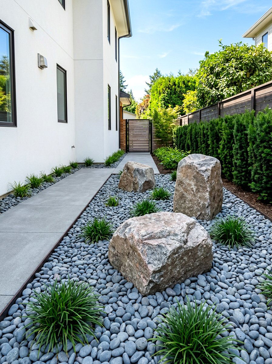 Minimalist Rock Garden - 30 side yard flower bed ideas
