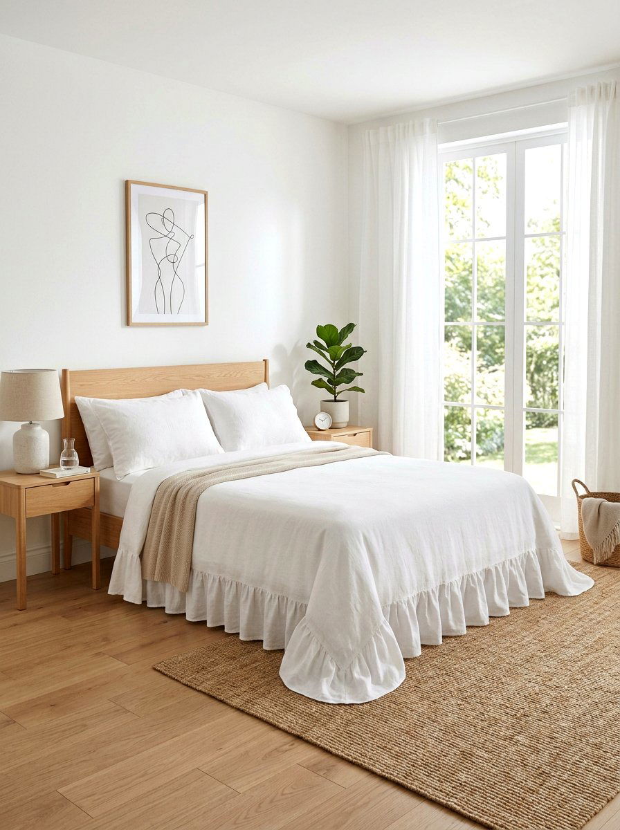 Minimalist Ruffled Bedspread - 30 ruffled bedding bedroom ideas