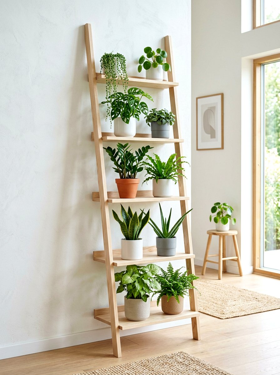 Minimalist Scandi Plant Ladder - 30 ladder planter ideas