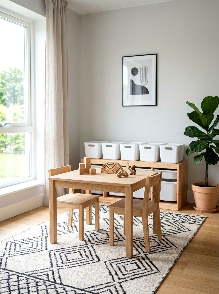 Minimalist Scandi Play Zone - 30 imaginative play corner ideas