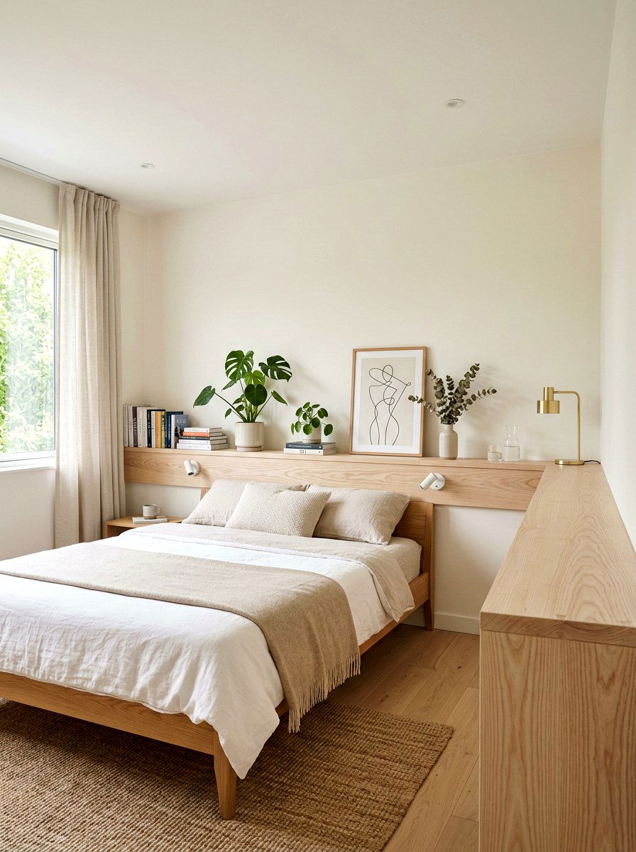 Minimalist Scandi Wood Wrap - 30 wall wrapped headboard ideas