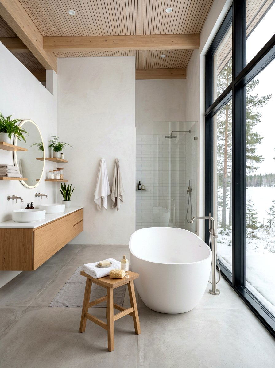 Minimalist Scandinavian Spa Bathroom - 30 sauna inspired bathroom ideas