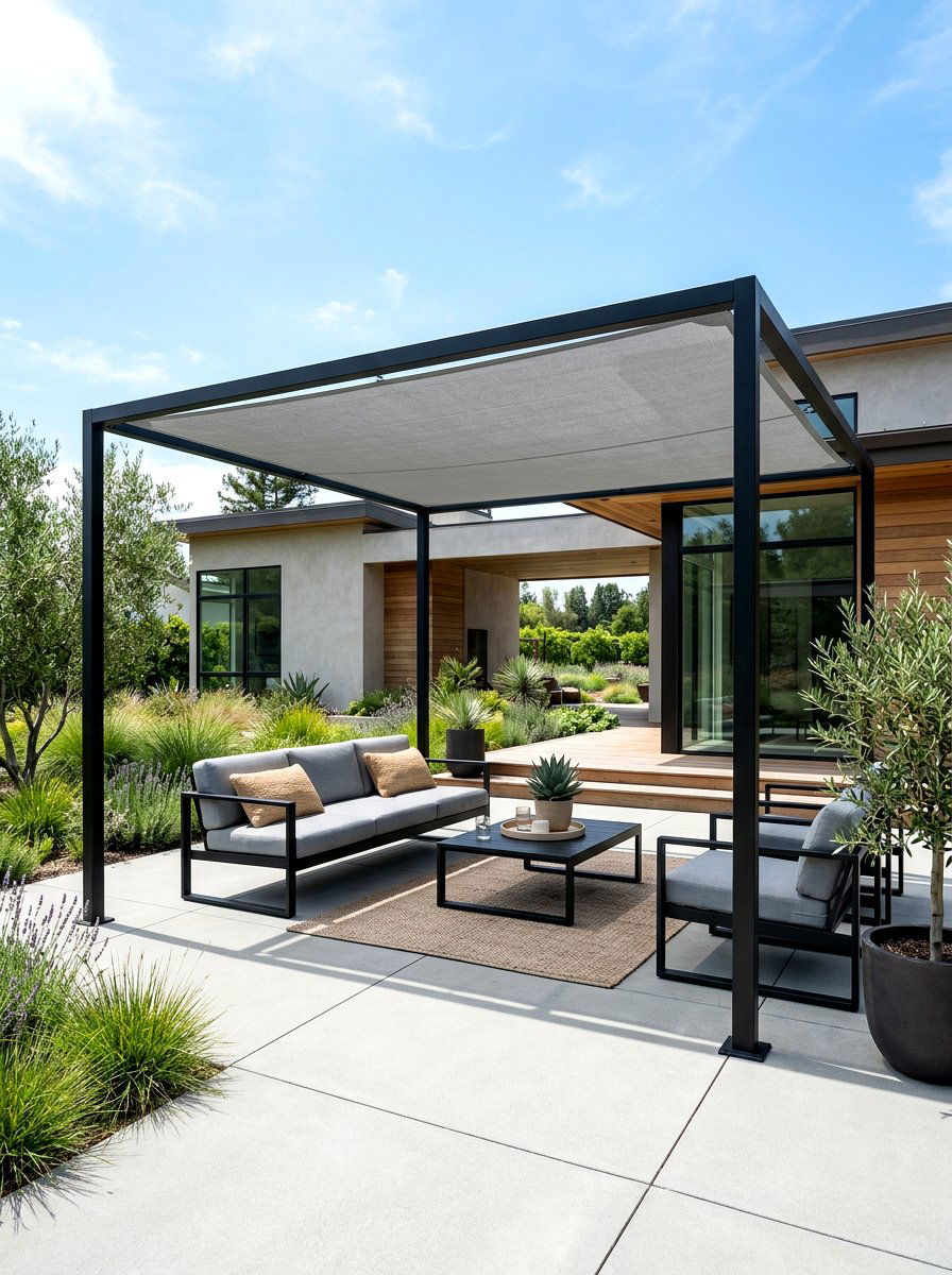 Minimalist Shade Structure - 30 retractable canopy patio ideas