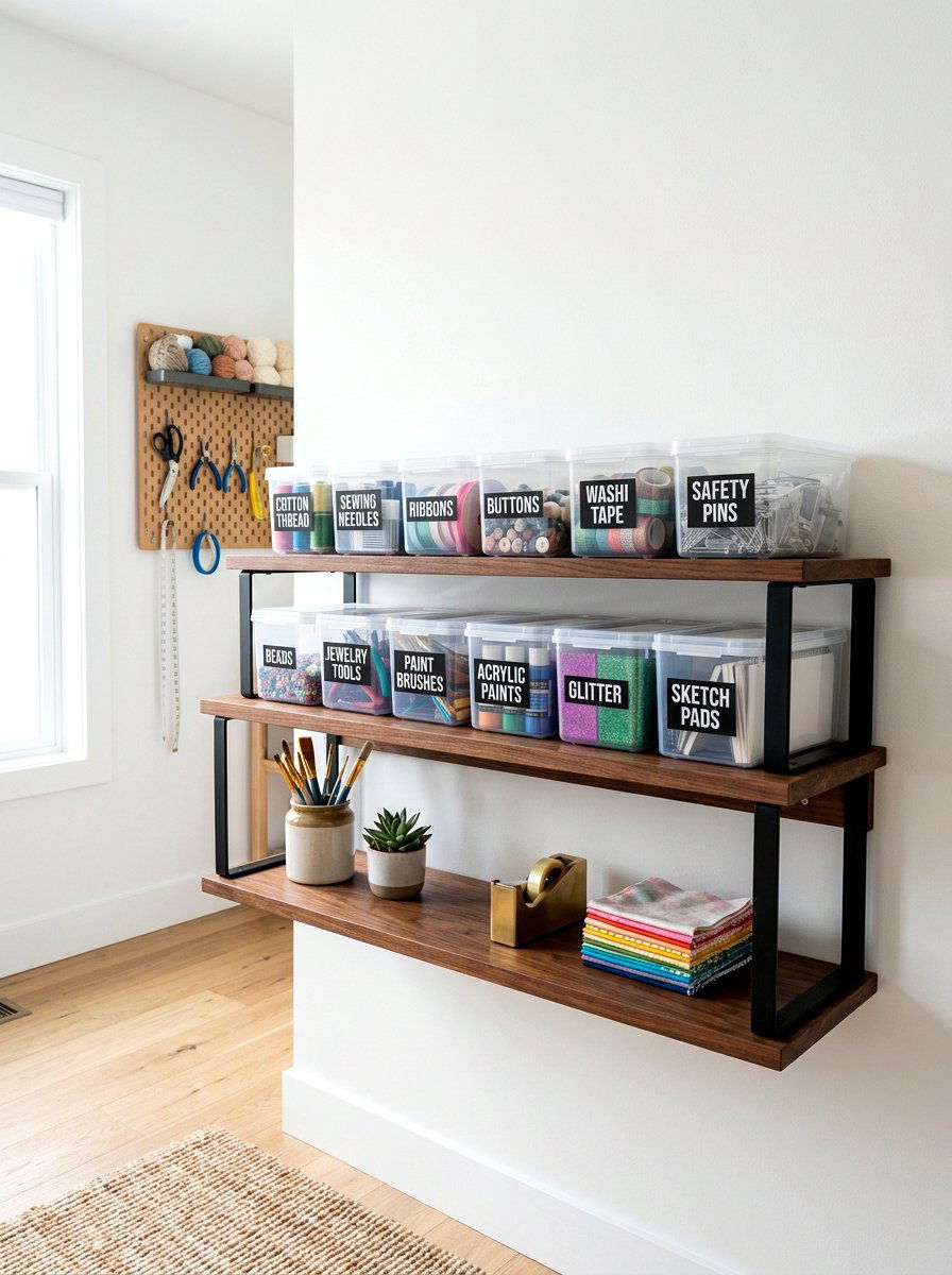 Minimalist Shelf Riser - 30 organizing a craft room ideas