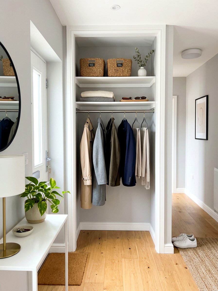 Minimalist Small Entryway Closet - 30 coat closet organization ideas
