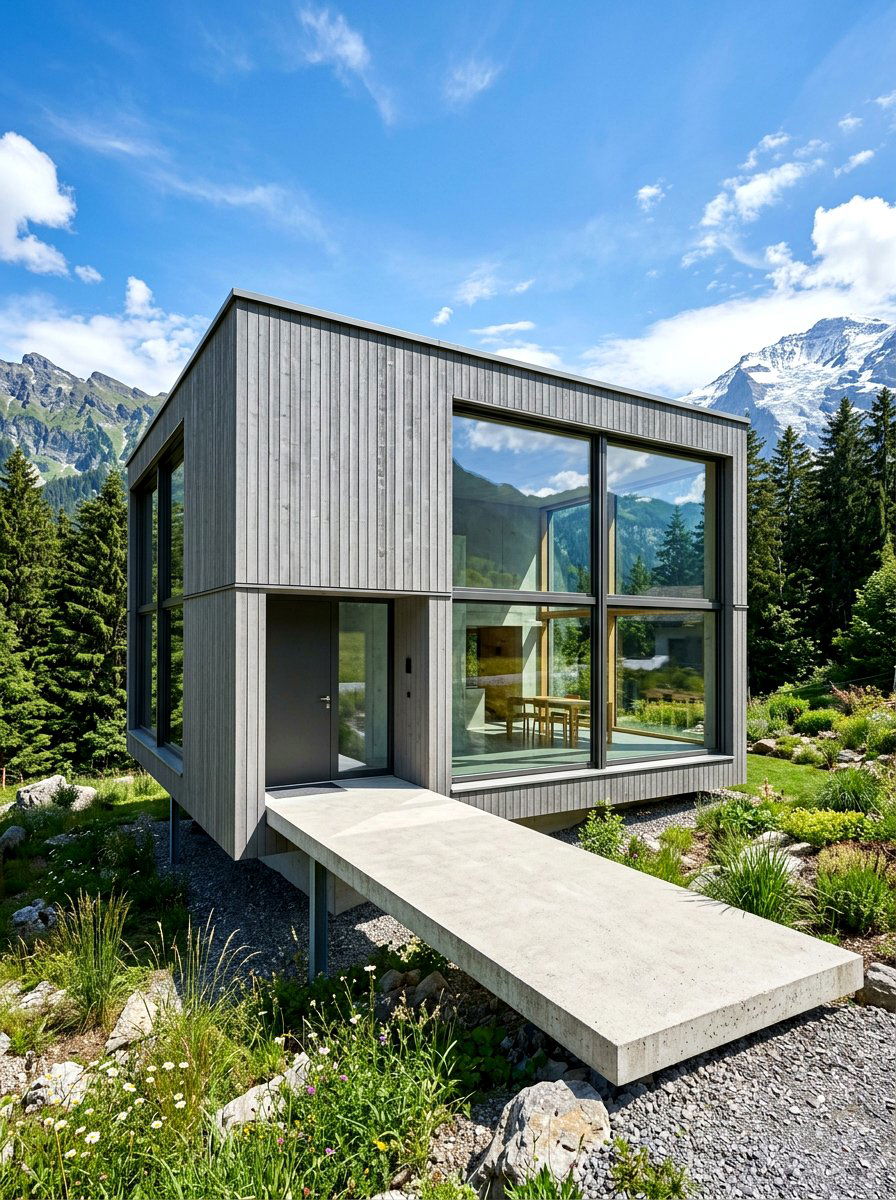 Minimalist Square Box Chalet - 30 chalet exterior ideas