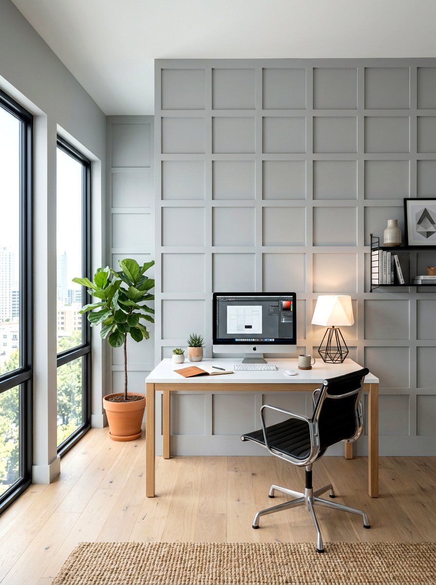Minimalist Square Grid Molding - 30 office wall molding ideas