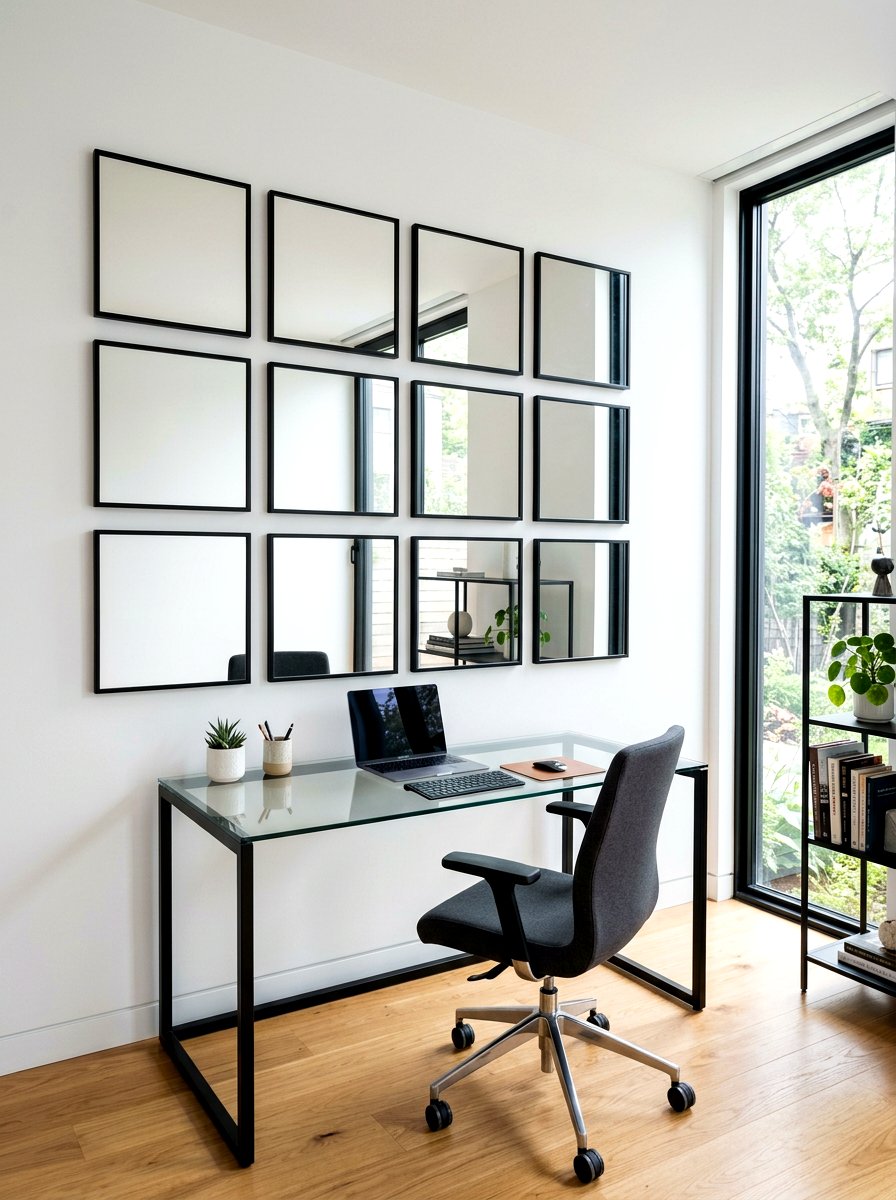 Minimalist Square Mirror Grid - 30 statement mirror gallery ideas