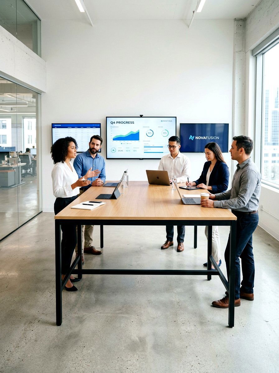 Minimalist Standing Meeting Table - 30 office meeting corner ideas