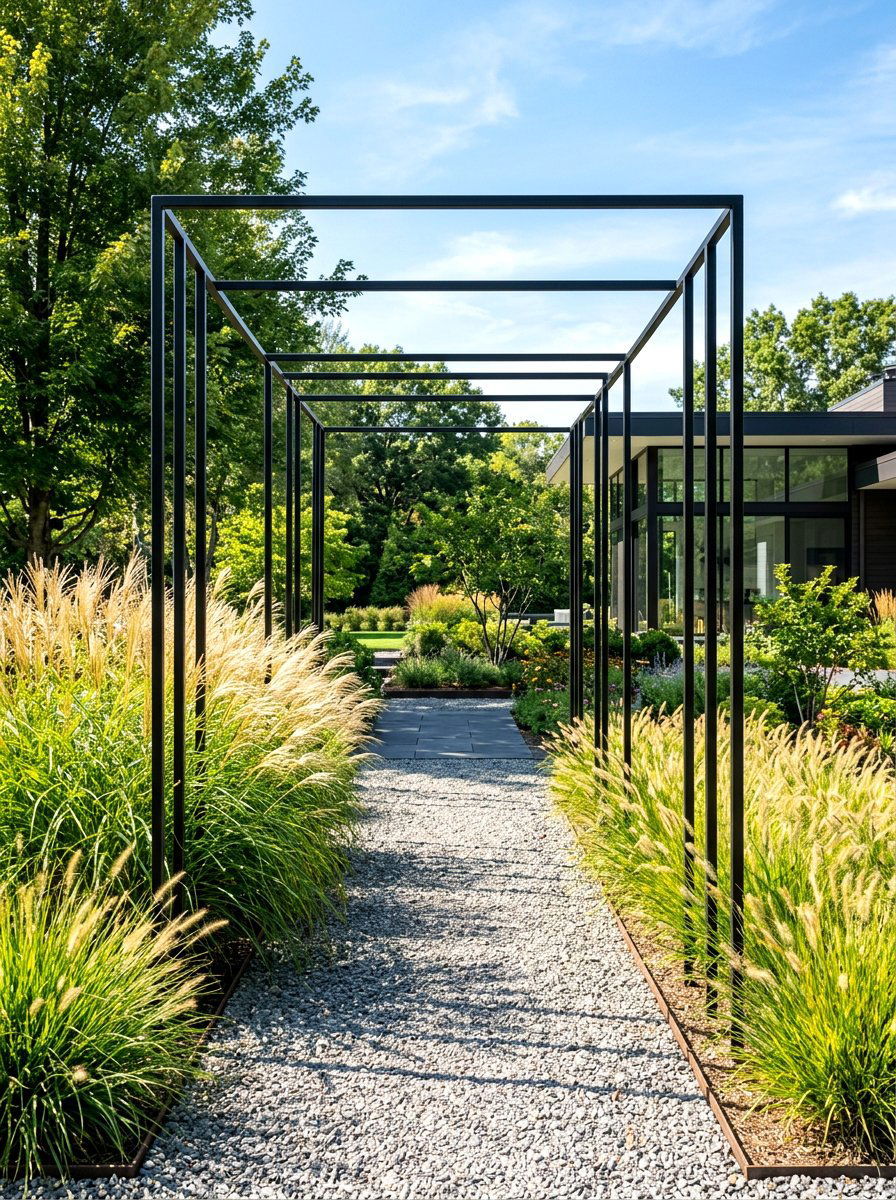Minimalist Steel Arbor - 30 front arbor ideas