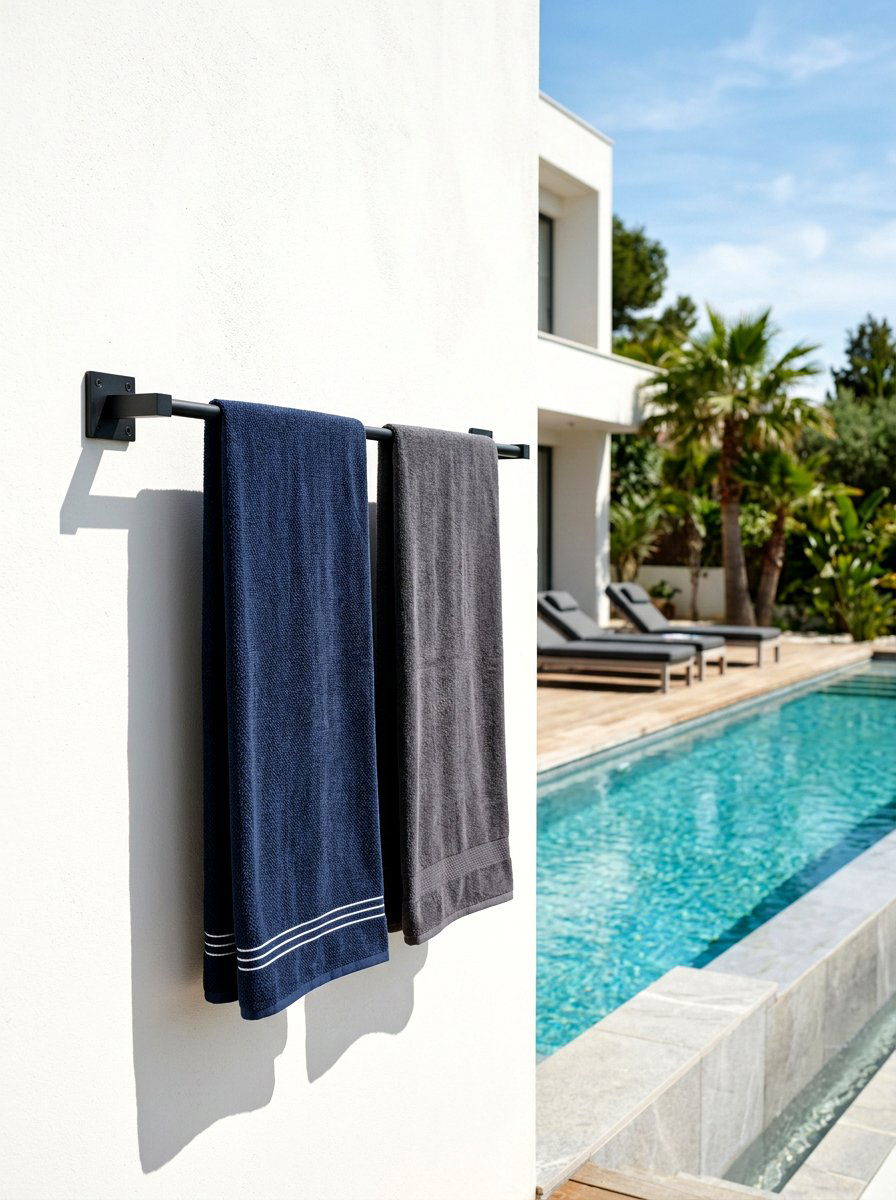 Minimalist Steel Bar - 30 outdoor towel storage ideas