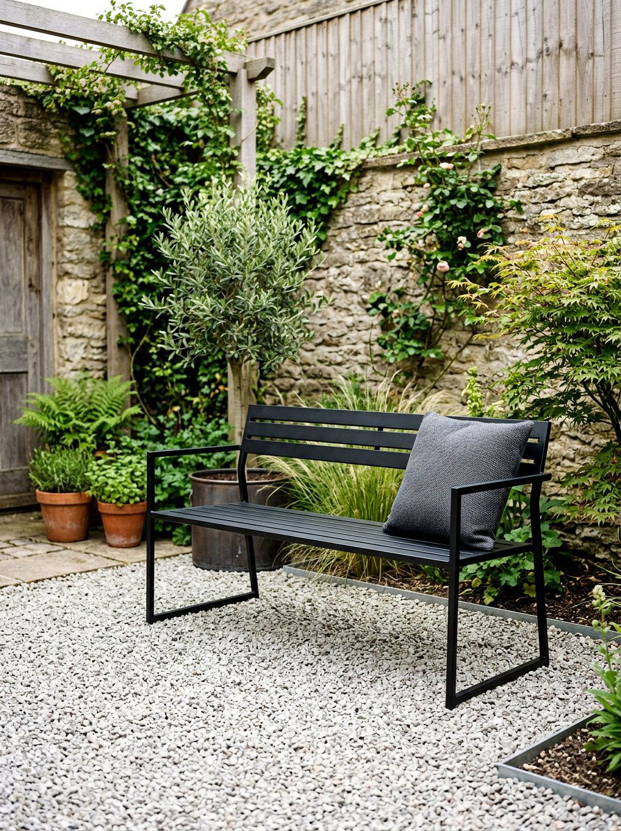 Minimalist Steel Bench - 30 outdoor bench ideas