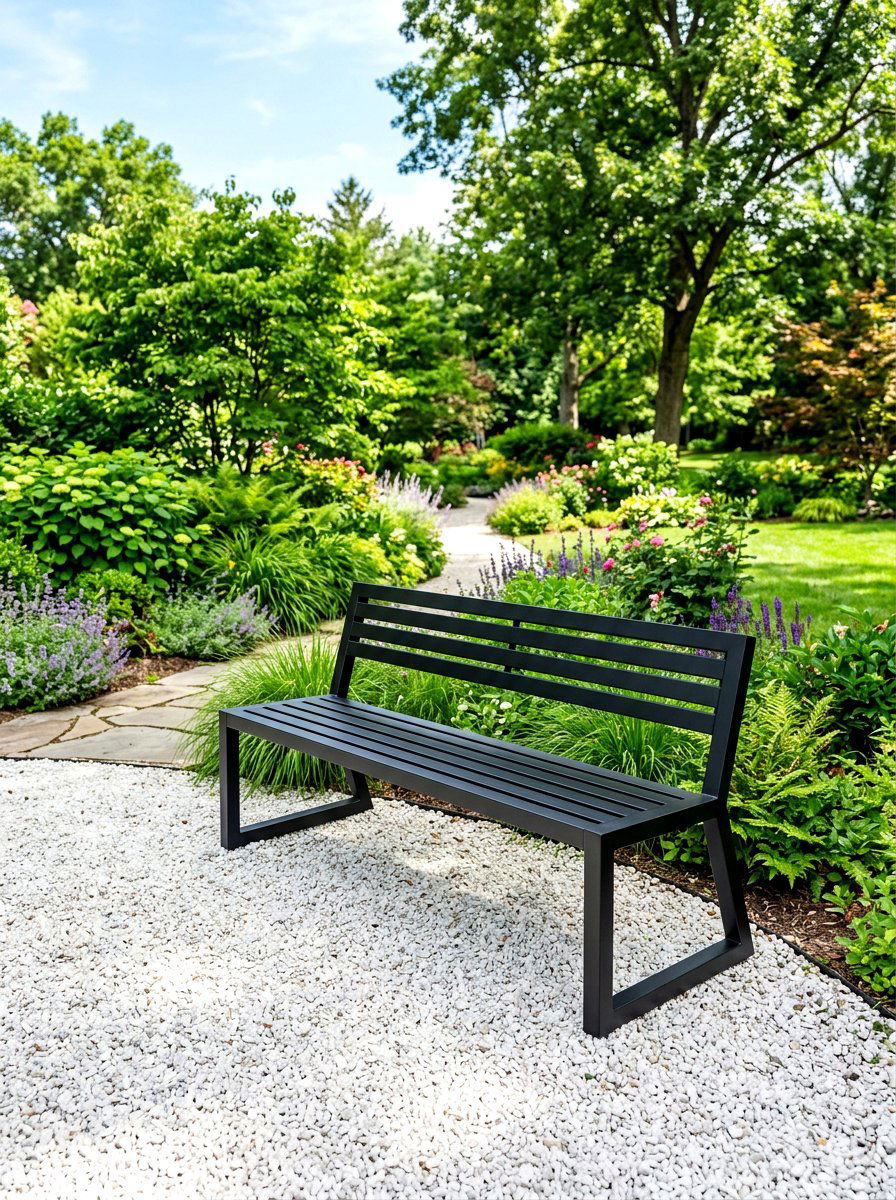 Minimalist Steel Bench - 30 fire pit bench ideas