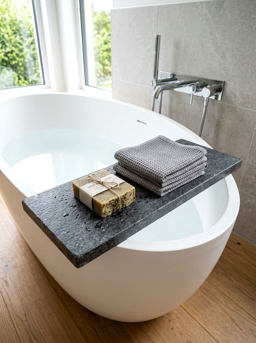 Minimalist Stone Bath Tray - 30 bath tray spa ideas
