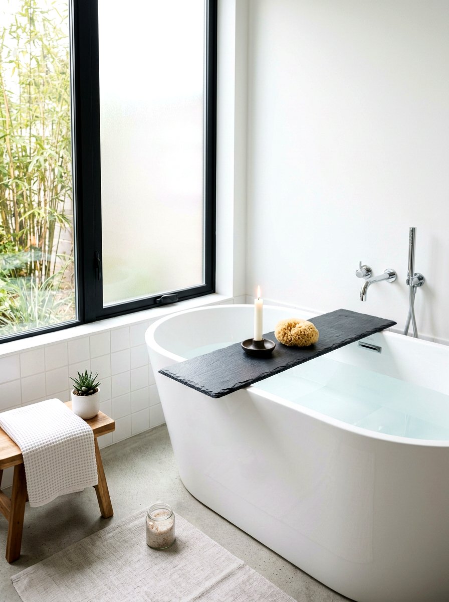 Minimalist Stone Bath Tray - 30 decorative tray ideas