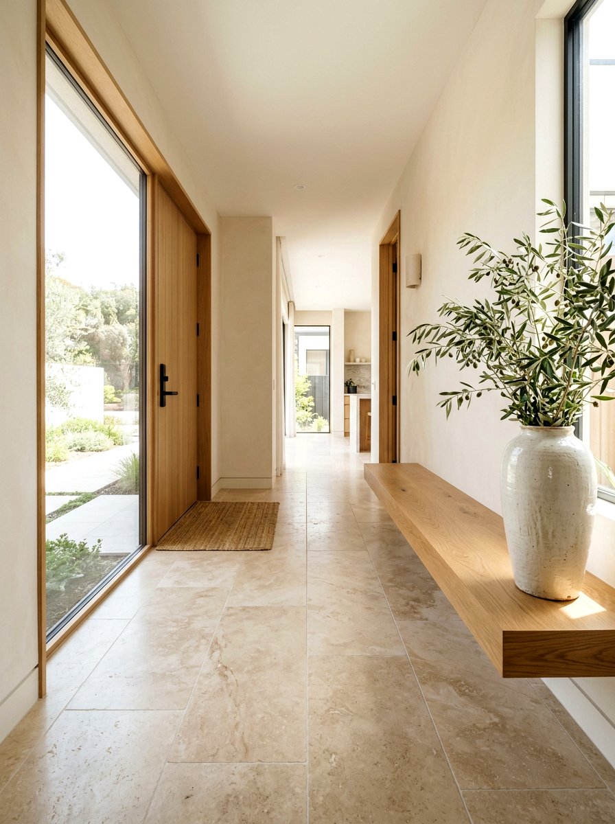 Minimalist Stone Entryway - 30 quiet luxury entryway ideas