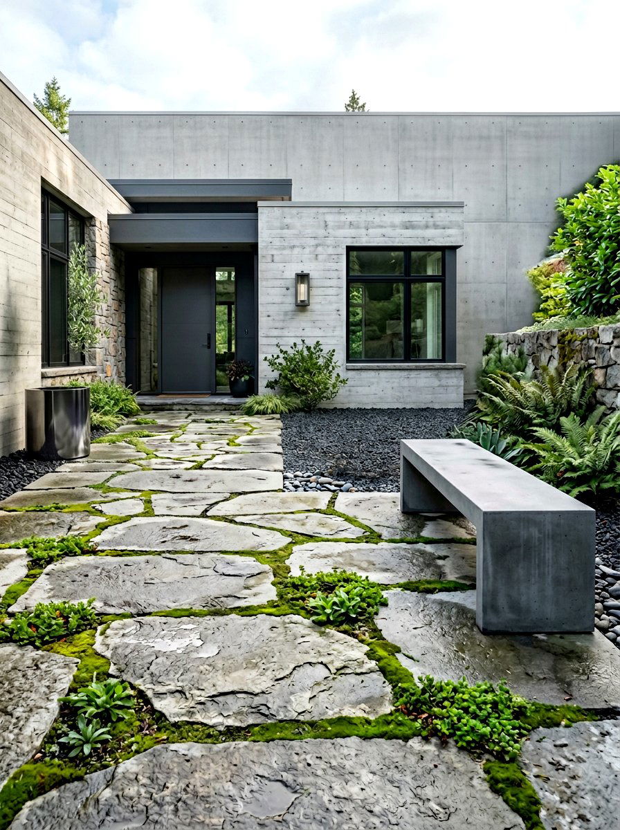 Minimalist Stone Front Patio - 30 front patio ideas