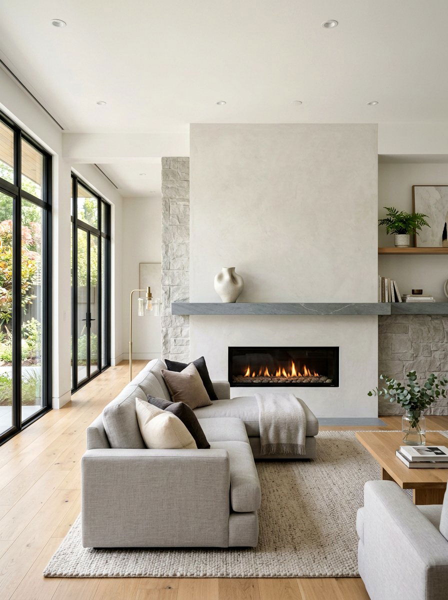 Minimalist Stone Ledge - 30 fireplace mantel ideas