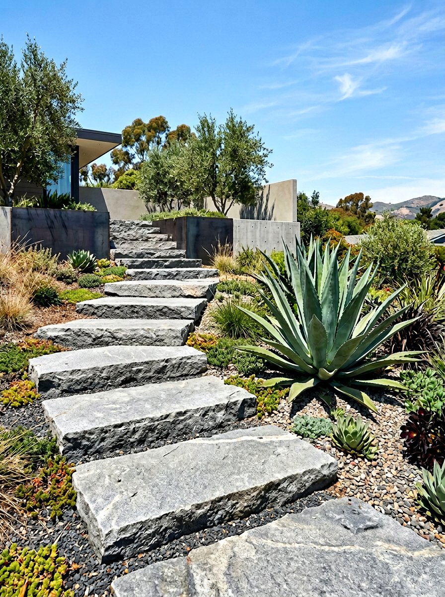 Minimalist Stone Steps - 30 front steps decor ideas