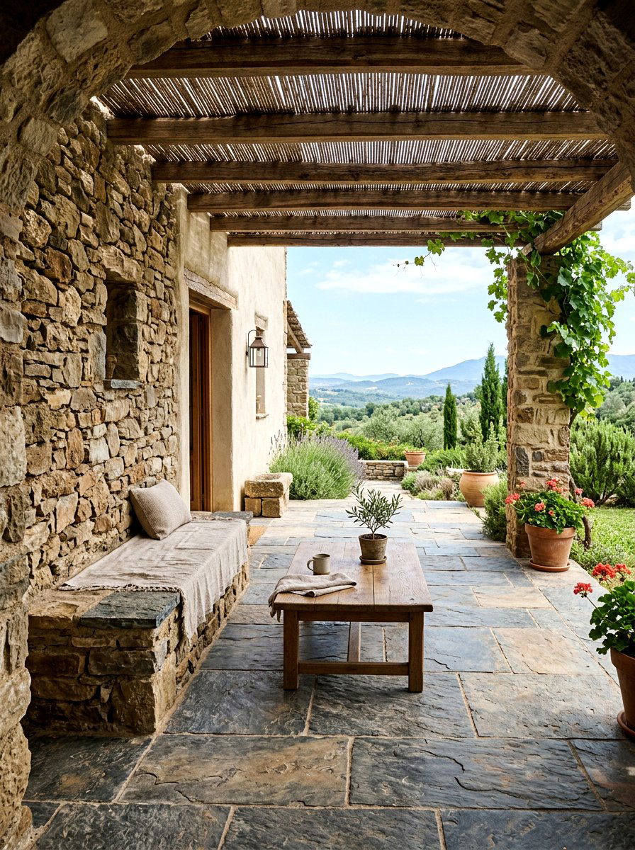 Minimalist Stone Veranda - 30 veranda lounge ideas