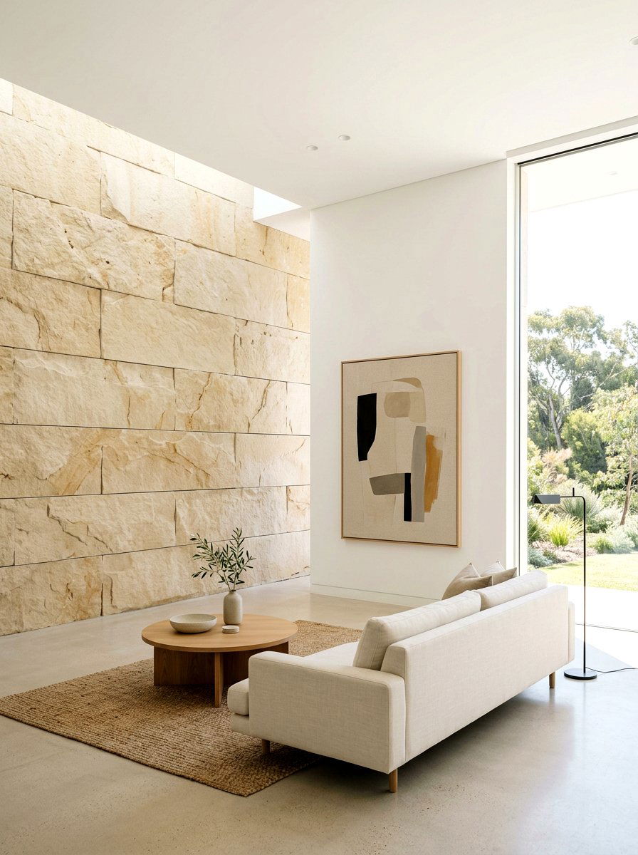 Minimalist Stone Wall - 30 stone accent wall ideas